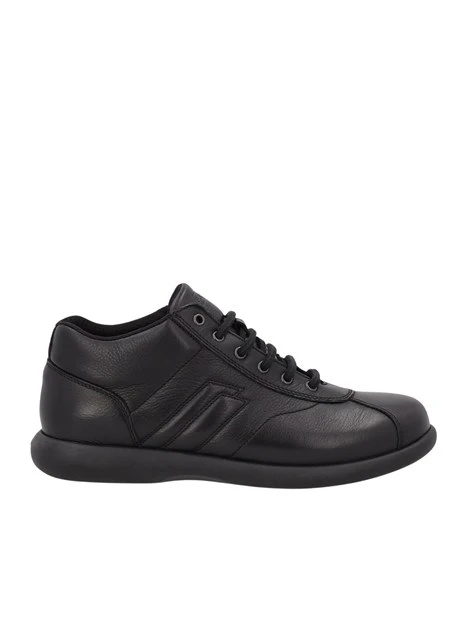 SNEAKERS BASSE IN PELLE CON INSERTI LATERALI UOMO NERO