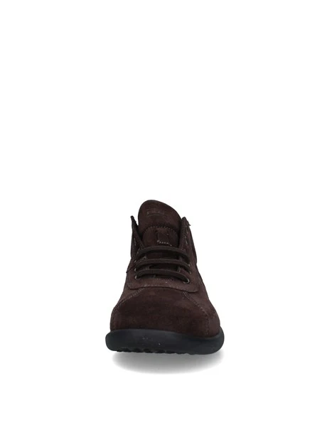 SNEAKERS BASSE IN CAMOSCIO CON CUCITURE A VISTA UOMO MARRONE