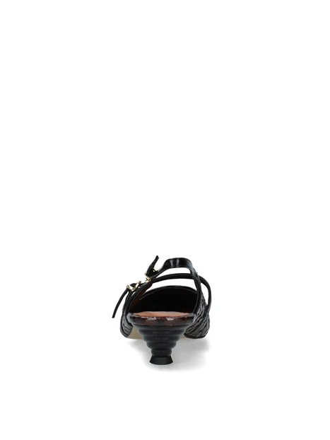 DÉCOLLETÉ SLINGBACK EFFETTO COCCO CON CINTURINO DONNA MARRONE