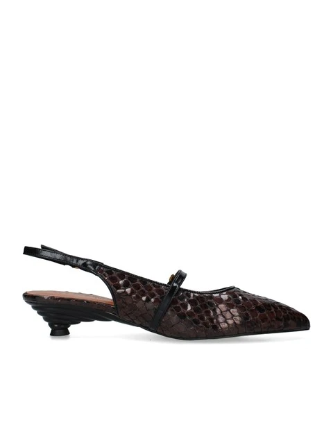 DÉCOLLETÉ SLINGBACK EFFETTO COCCO CON CINTURINO DONNA MARRONE