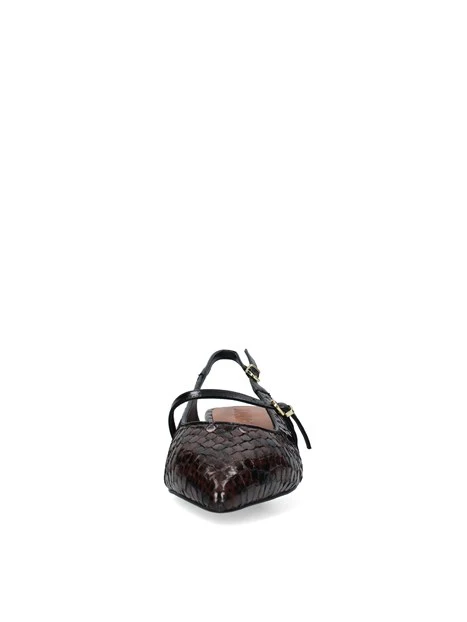 DÉCOLLETÉ SLINGBACK EFFETTO COCCO CON CINTURINO DONNA MARRONE