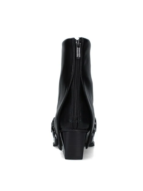 STIVALETTI TACCO ALTO CON BORCHIE E ZIP POSTERIORE DONNA NERO