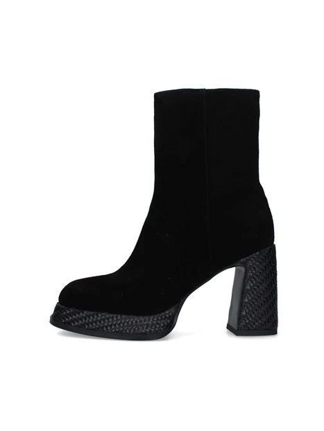 STIVALETTI TACCO ALTO CON DETTAGLI INTRECCIATI DONNA NERO