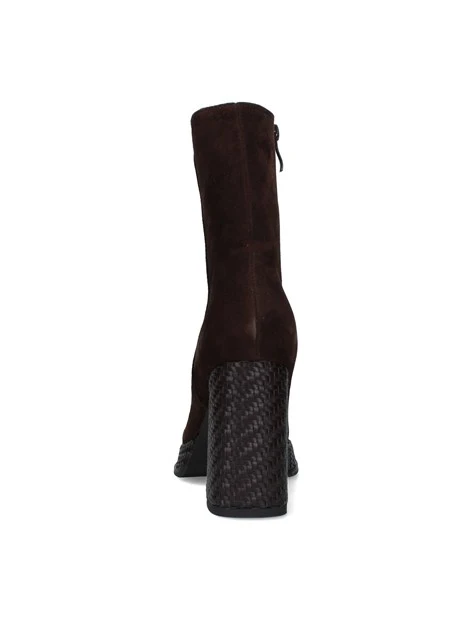 STIVALETTI TACCO ALTO CON DETTAGLI INTRECCIATI DONNA MARRONE