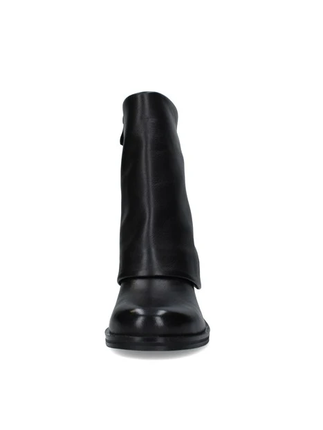 STIVALETTI TACCO BASSO CON GAMBALE A MANTELLA DONNA NERO