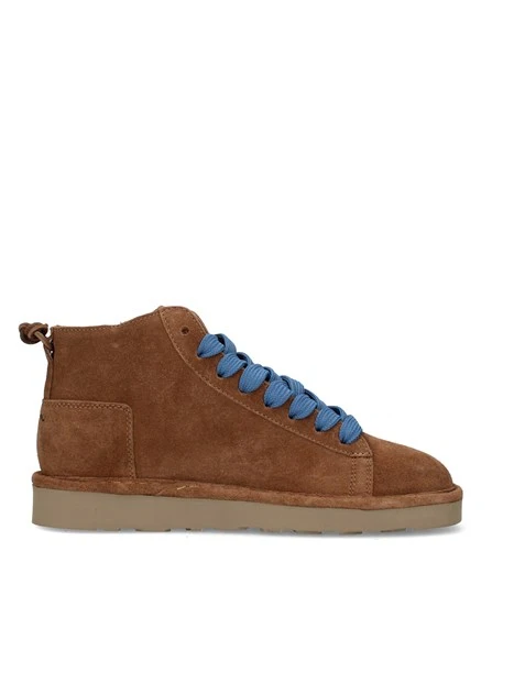 SNEAKERS ALTE CON LACCI A CONTRASTO E DETTAGLIO POSTERIORE UOMO MARRONE