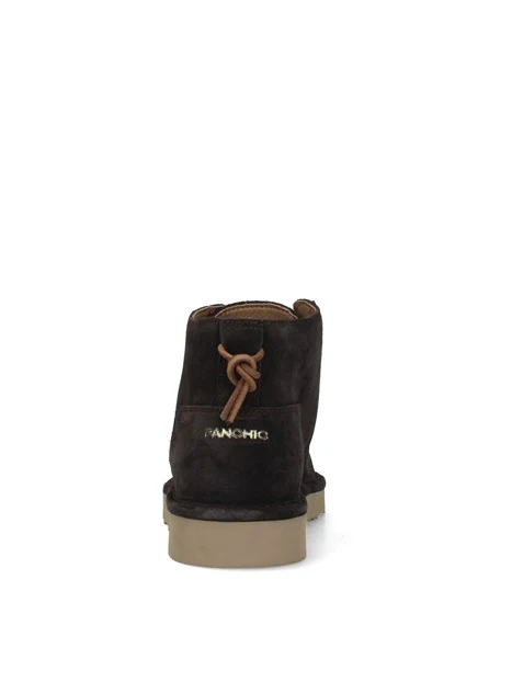 SNEAKERS ALTE IN CAMOSCIO CON LACCI A CONTRASTO UOMO MARRONE