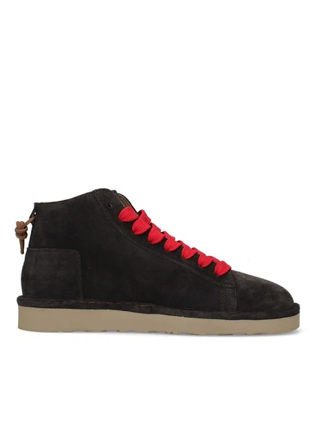 SNEAKERS ALTE IN CAMOSCIO CON LACCI A CONTRASTO UOMO MARRONE