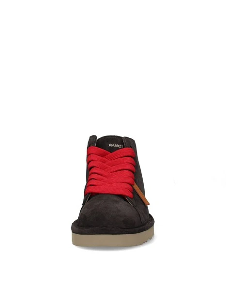 SNEAKERS ALTE IN CAMOSCIO CON LACCI A CONTRASTO UOMO MARRONE