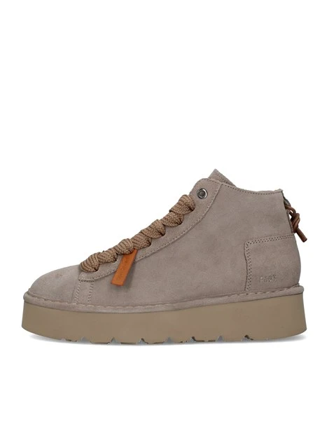 STIVALETTI TACCO BASSO STRINGATI IN CAMOSCIO DONNA TORTORA