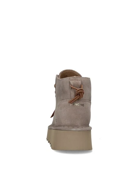 STIVALETTI TACCO BASSO STRINGATI IN CAMOSCIO DONNA TORTORA
