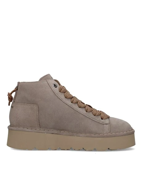 STIVALETTI TACCO BASSO STRINGATI IN CAMOSCIO DONNA TORTORA