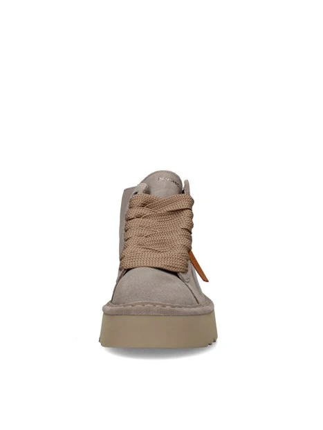 STIVALETTI TACCO BASSO STRINGATI IN CAMOSCIO DONNA TORTORA