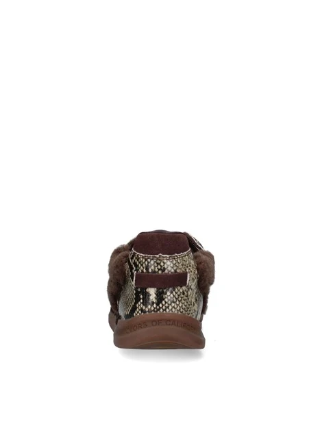 SNEAKERS BASSE EFFETTO PITONE CON INSERTI TEDDY DONNA MARRONE