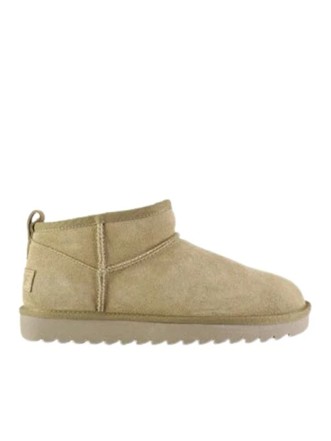STIVALETTI TACCO BASSO A GAMBALE CORTO CON CUCITURE A VISTA DONNA BEIGE