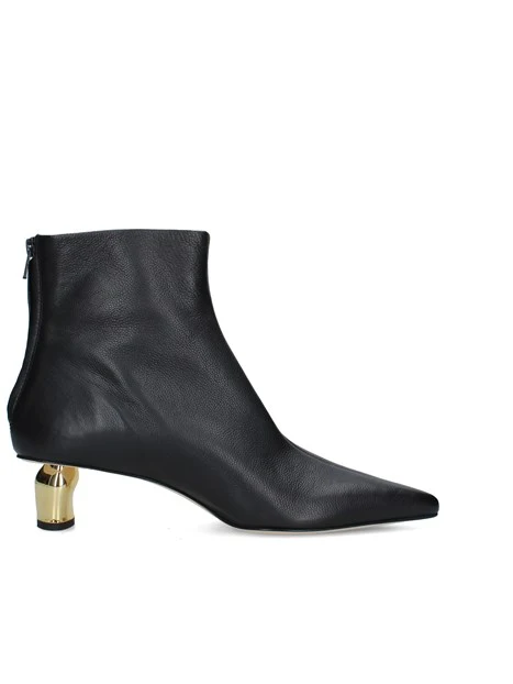 STIVALETTI TACCO BASSO E DORATO DONNA NERO