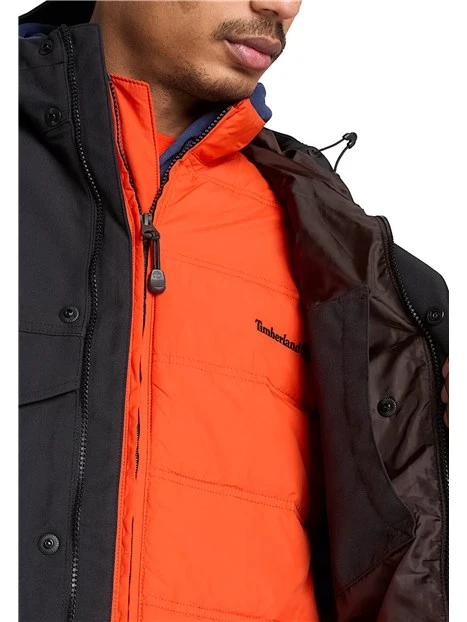 GIACCA IMPERMEABILE CON CAPPUCCIO E MANICHE RAGLAN UOMO NERO