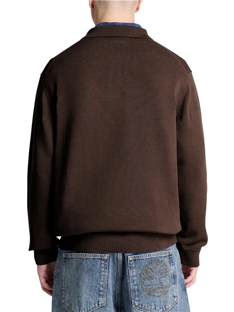 POLO MANICA LUNGA IN MAGLIA UOMO MARRONE