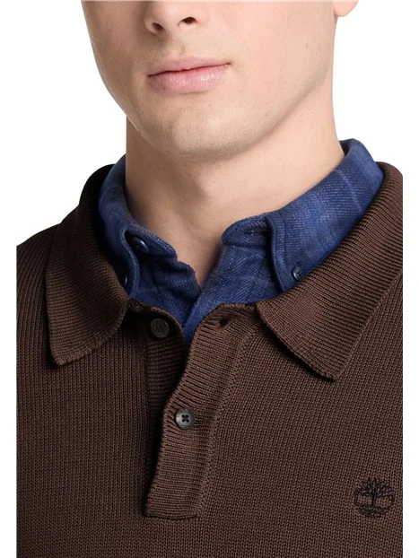 POLO MANICA LUNGA IN MAGLIA UOMO MARRONE