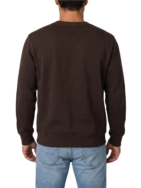 FELPA GIROCOLLO CON PATCH LOGO UOMO MARRONE