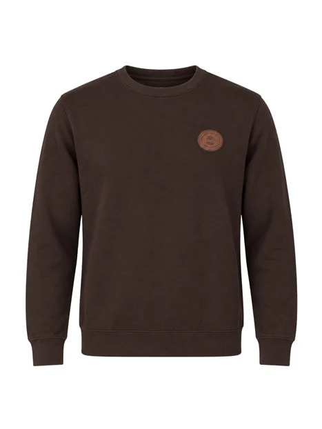 FELPA GIROCOLLO CON PATCH LOGO UOMO MARRONE