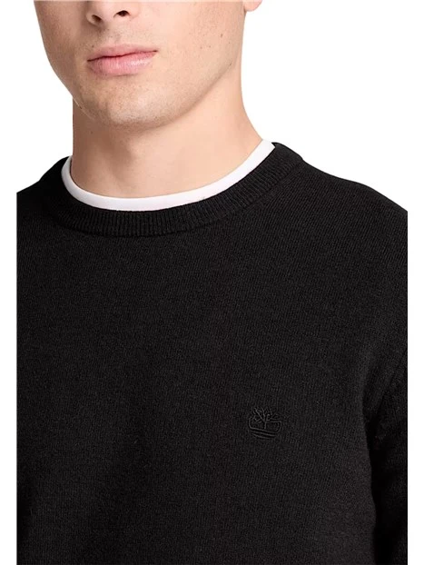 MAGLIA GIROCOLLO IN MISTO LANA MERINO UOMO NERO