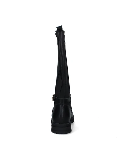 STIVALI TACCO BASSO CON INSERTO ELASTICO E FIBBIA DONNA NERO