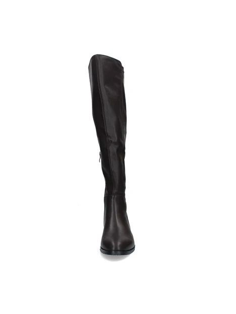 STIVALI TACCO BASSO CON GAMBALE ALTO E LINEA ESSENZIALE DONNA MARRONE