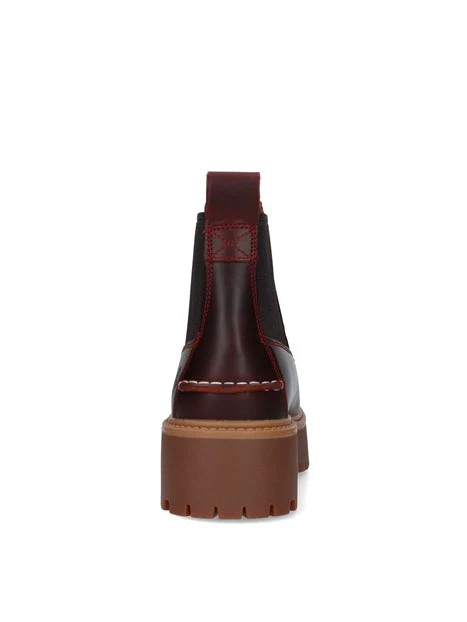 STIVALETTI TACCO ALTO CHELSEA IN PELLE CON PLATEAU DONNA BORDEAUX