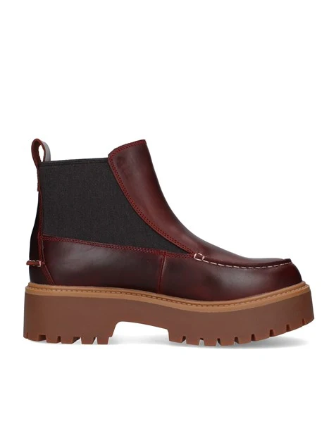 STIVALETTI TACCO ALTO CHELSEA IN PELLE CON PLATEAU DONNA BORDEAUX