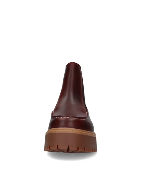 STIVALETTI TACCO ALTO CHELSEA IN PELLE CON PLATEAU DONNA BORDEAUX