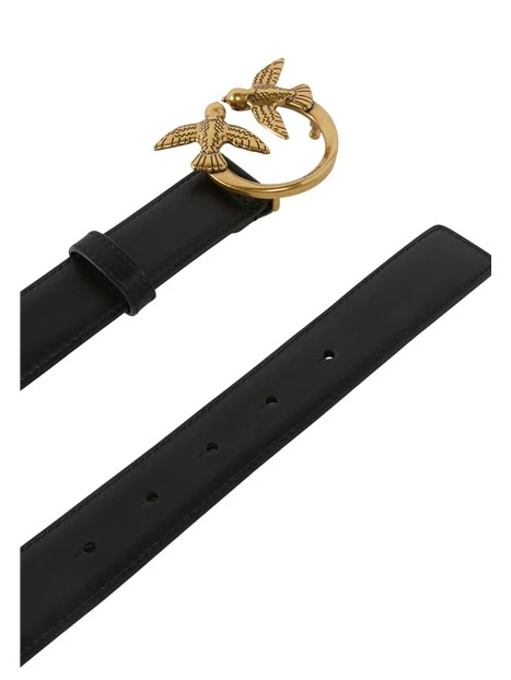 CINTURA IN PELLE CON FIBBIA LOVE BIRDS DONNA NERO