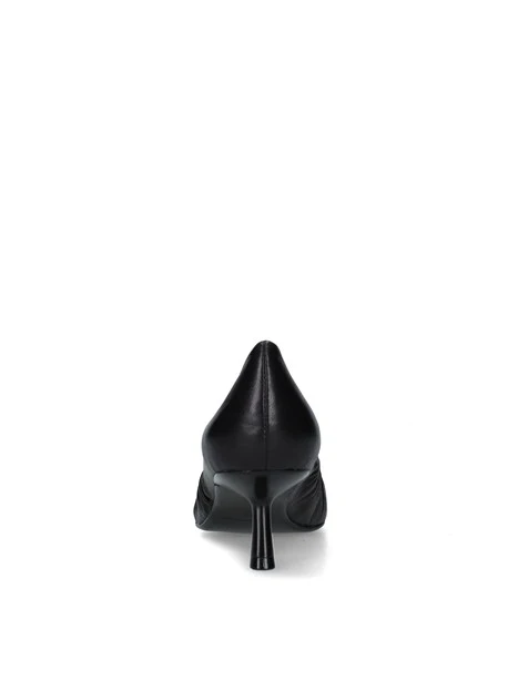 DÉCOLLETÉ IN PELLE CON ARRICCIATURA E TACCO SOTTILE DONNA NERO