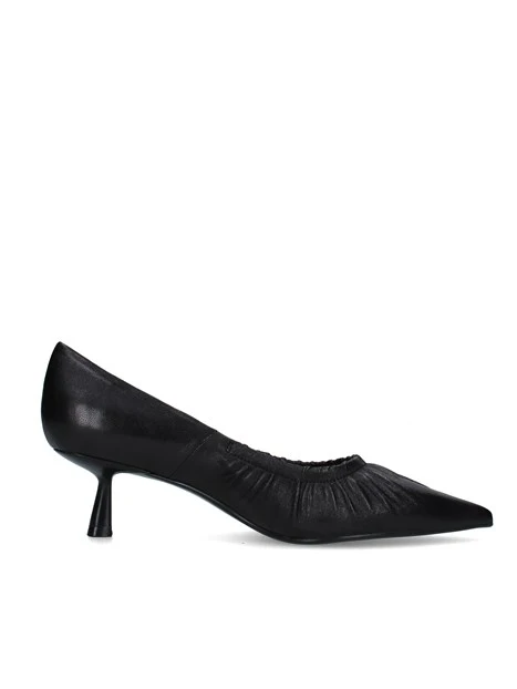 DÉCOLLETÉ IN PELLE CON ARRICCIATURA E TACCO SOTTILE DONNA NERO