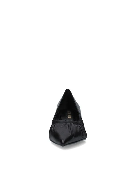 DÉCOLLETÉ IN PELLE CON ARRICCIATURA E TACCO SOTTILE DONNA NERO