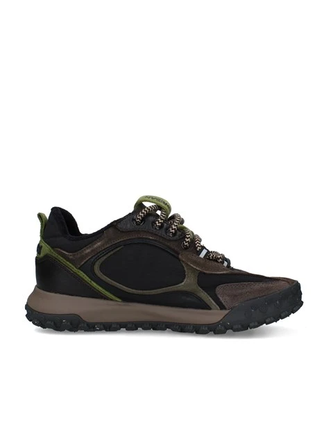 SNEAKERS BASSE CON LACCI TREKKING E SUOLA SCOLPITA UOMO NERO