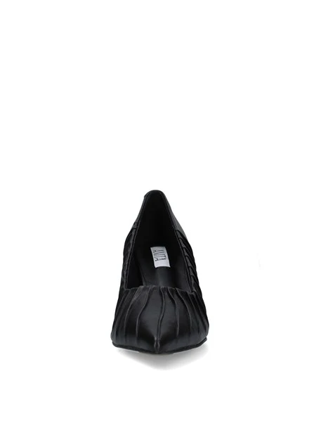 DÉCOLLETÉ IN PELLE CON PIEGHE DECORATIVE DONNA NERO