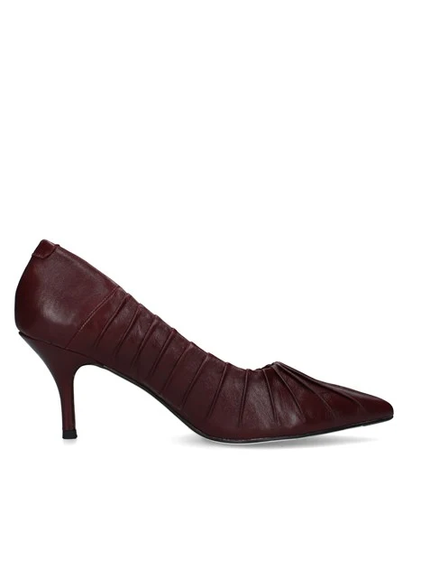 DÉCOLLETÉ IN PELLE CON PIEGHE DECORATIVE DONNA BORDEAUX