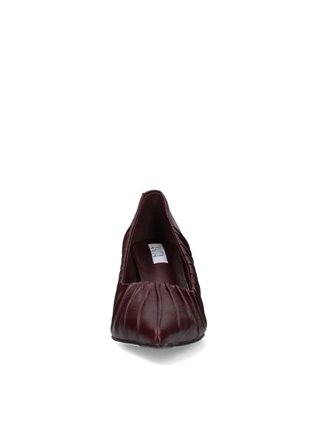 DÉCOLLETÉ IN PELLE CON PIEGHE DECORATIVE DONNA BORDEAUX