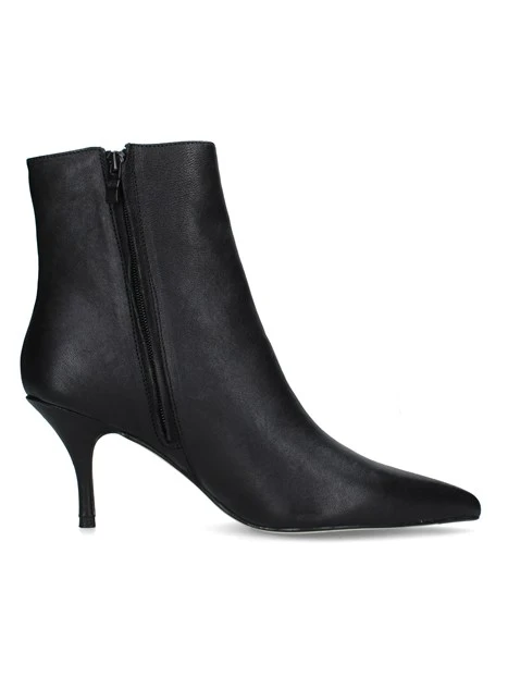 STIVALETTI TACCO ALTO IN PELLE CON PUNTA AFFUSOLATA DONNA NERO