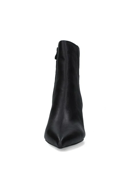 STIVALETTI TACCO ALTO IN PELLE CON PUNTA AFFUSOLATA DONNA NERO