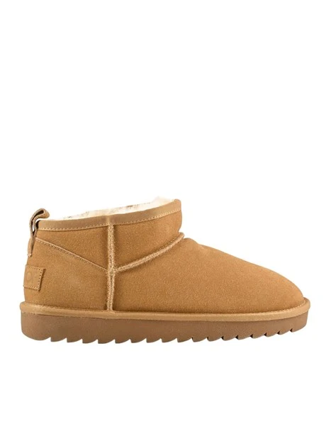 STIVALETTI TACCO BASSO A GAMBALE CORTO IN PELLE SCAMOSCIATA DONNA BEIGE