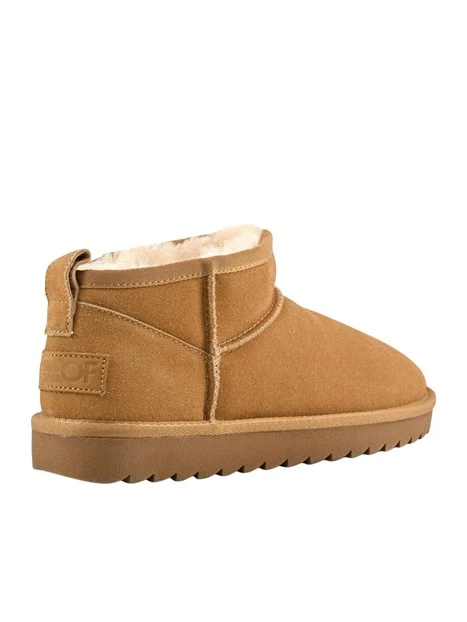 STIVALETTI TACCO BASSO A GAMBALE CORTO IN PELLE SCAMOSCIATA DONNA BEIGE