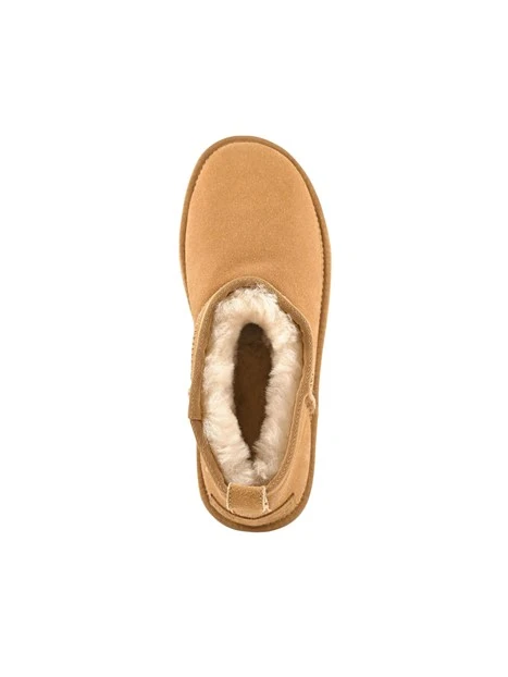 STIVALETTI TACCO BASSO A GAMBALE CORTO IN PELLE SCAMOSCIATA DONNA BEIGE