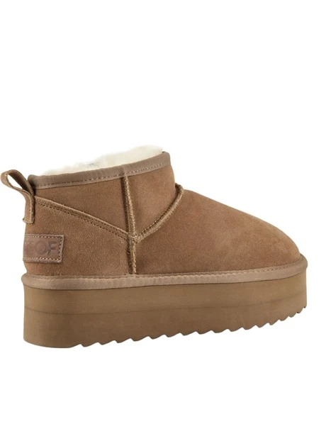 STIVALETTI TACCO BASSO PLATFORM A GAMBALE CORTO IN PELLE SCAMOSCIATA DONNA TORTORA