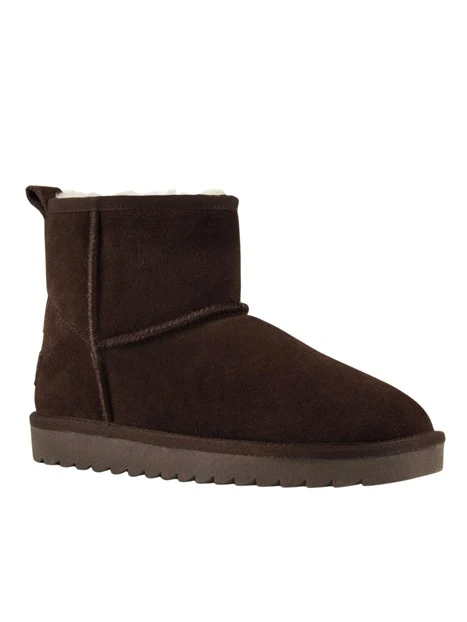 STIVALETTI TACCO BASSO IN PELLE SCAMOSCIATA DONNA MARRONE