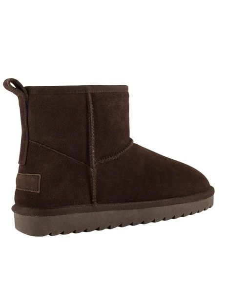 STIVALETTI TACCO BASSO IN PELLE SCAMOSCIATA DONNA MARRONE
