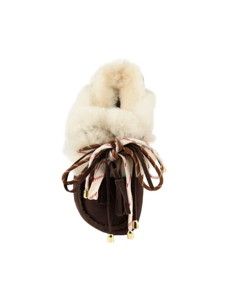 SABOT IN PELLE SCAMOSCIATA CON DETTAGLI BOHO DONNA MARRONE
