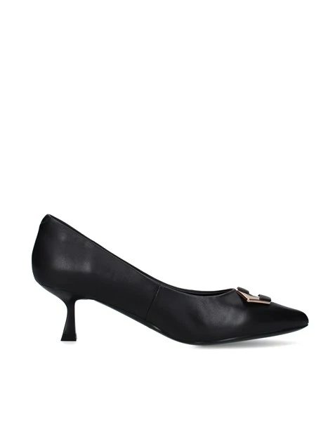 DÉCOLLETÉ IN PELLE CON FIBBIA DECORATIVA E TACCO 5 CM DONNA NERO