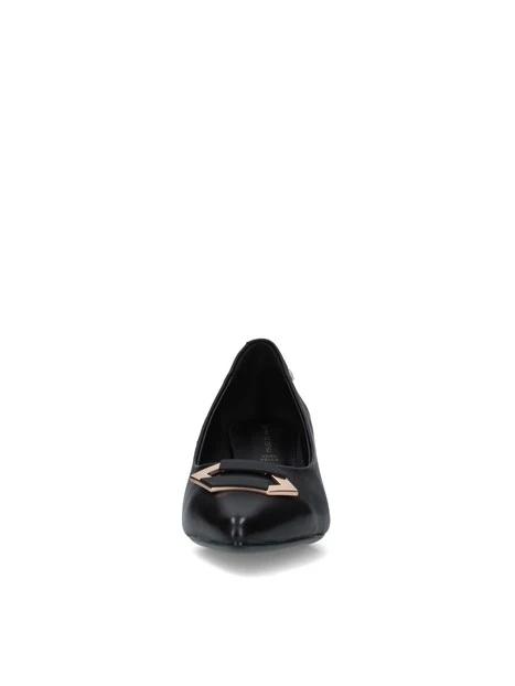 DÉCOLLETÉ IN PELLE CON FIBBIA DECORATIVA E TACCO 5 CM DONNA NERO